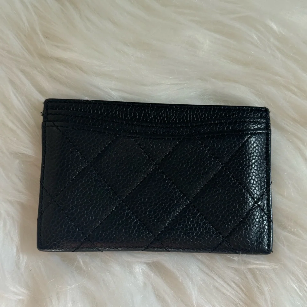 Chanel Interlocking CC Logo Card Holder black caviar